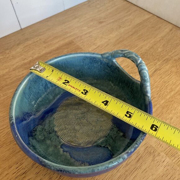 DECORATIVE ARTIST HAND-CRAFTED SIGNED CLAY POTTERY ARTS CRAFT OCEAN BLUE SWIRL - Picture 6 of 7